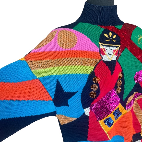 I.B. DIFFUSION SPORT CHRISTMAS SWEATER VINTAGE SEQUENCE RARE FIND WOMENS LARGE - Picture 5 of 16